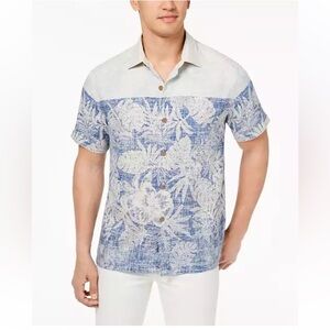 TOMMY BAHAMA
Men's Rising Tide Tropical-Print Blue Cream Silk Blend Shirt